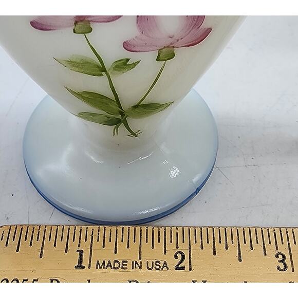 VINTAGE FENTON 36 Rosecrest Decorated Fan Vase - Picture 7 of 7